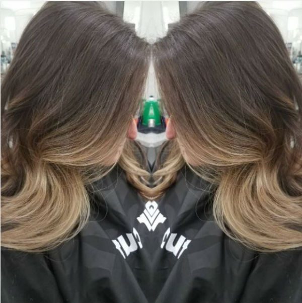 Ombre with blonde face framing balayage highlights