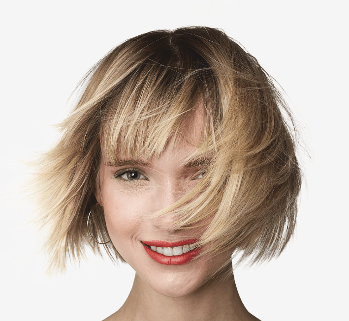 color treated hair on blonde model